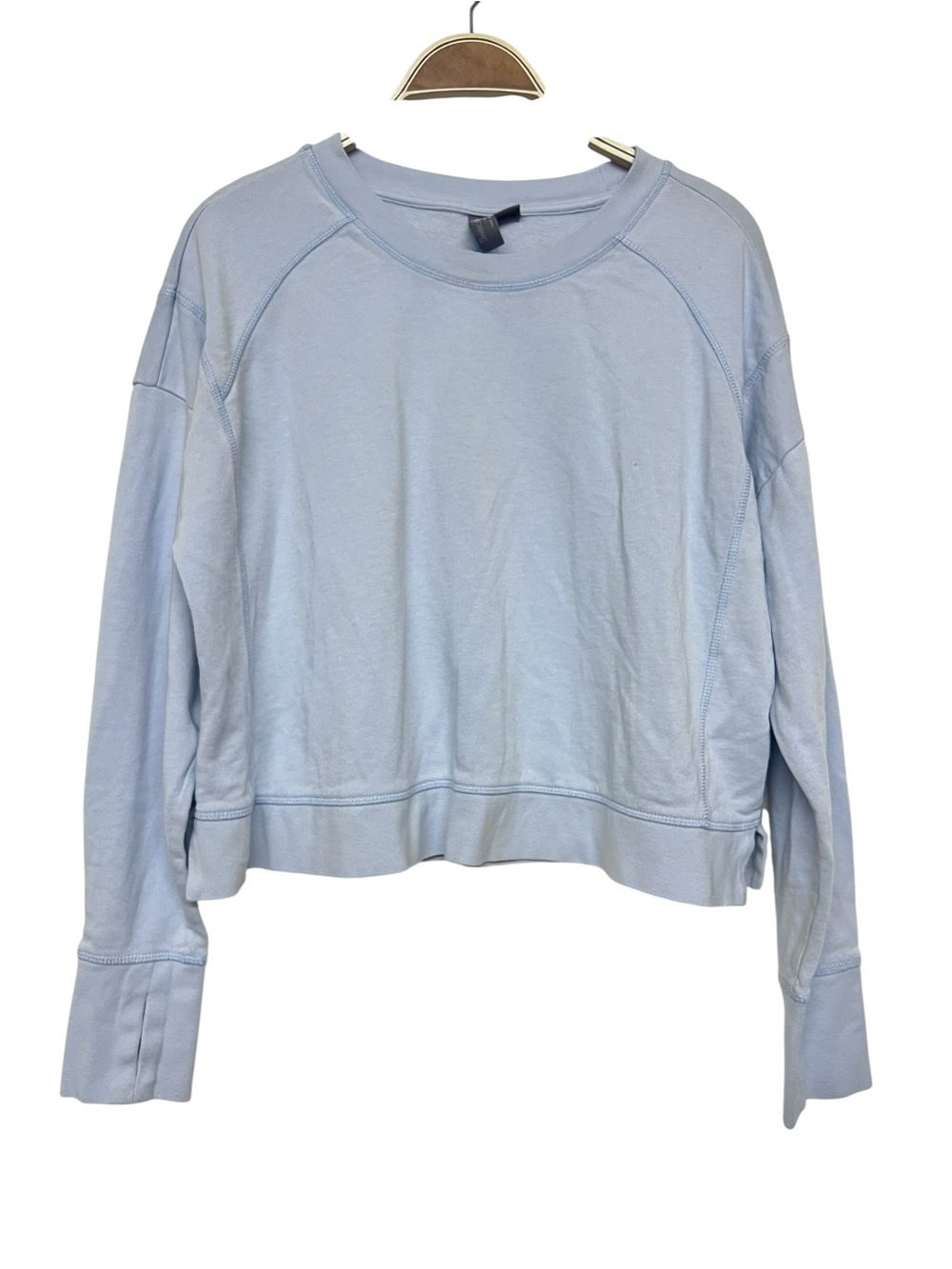 Sweaty Betty After Class Light Blue Boxy Cropped Crewneck Sweatshirt